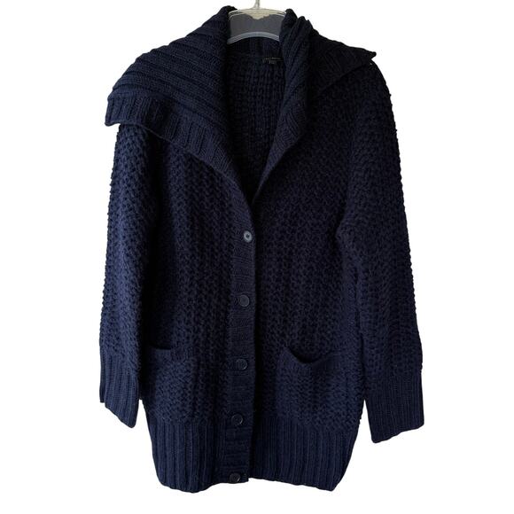 Talbots Navy Blue Long Thick Button sweater size L - Picture 1 of 12